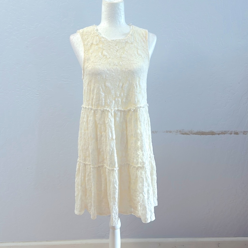 Speechless Cream Lace Lined Cocktail Dress